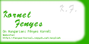 kornel fenyes business card